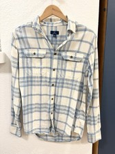 George Blue  White Plaid flannel Shirt Men  s Size S Small 34/36