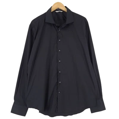 Suitsupply Hommes Chemise Habillée Coton Noir Affaires Slim Fit Ep3 Taille 17 43 - Photo 1/4