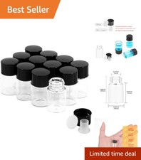 2ml Clear Glass Vials with Screw Caps and Plastic Stoppers, 1/2 Dram Small Li...