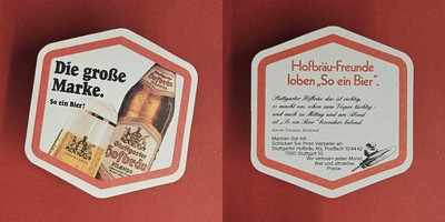 Stuttgarter Hofbräu das ist richtig . Brauerei Bierdeckel Bier