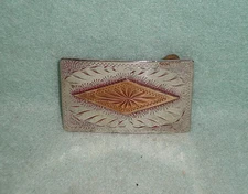 Vintage BAR J USA German Silver / Bronze Engraved Belt Buckle