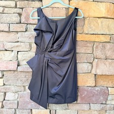 JS Collections Womens 6 Cocktail LBD Dress Black Satin Ruched Origami Drape Mini