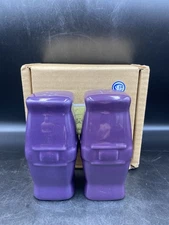 New Longaberger Pottery Woven Treasures Eggplant Purple Salt & Pepper Shakers