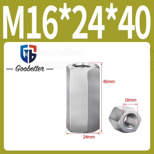 M3-M24 304 Stainless Steel Hexagon Hex Long Connector Joint Tubular Coupling Nut - Picture 76 of 87
