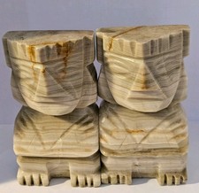 Alabaster Carved Marble Stone Heavy Aztec/Myan Figurine Bookend See pictures!