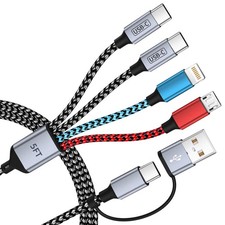 4 in 2 Multi Charging Cable, USB A/Charging Cords for Multiple Devices