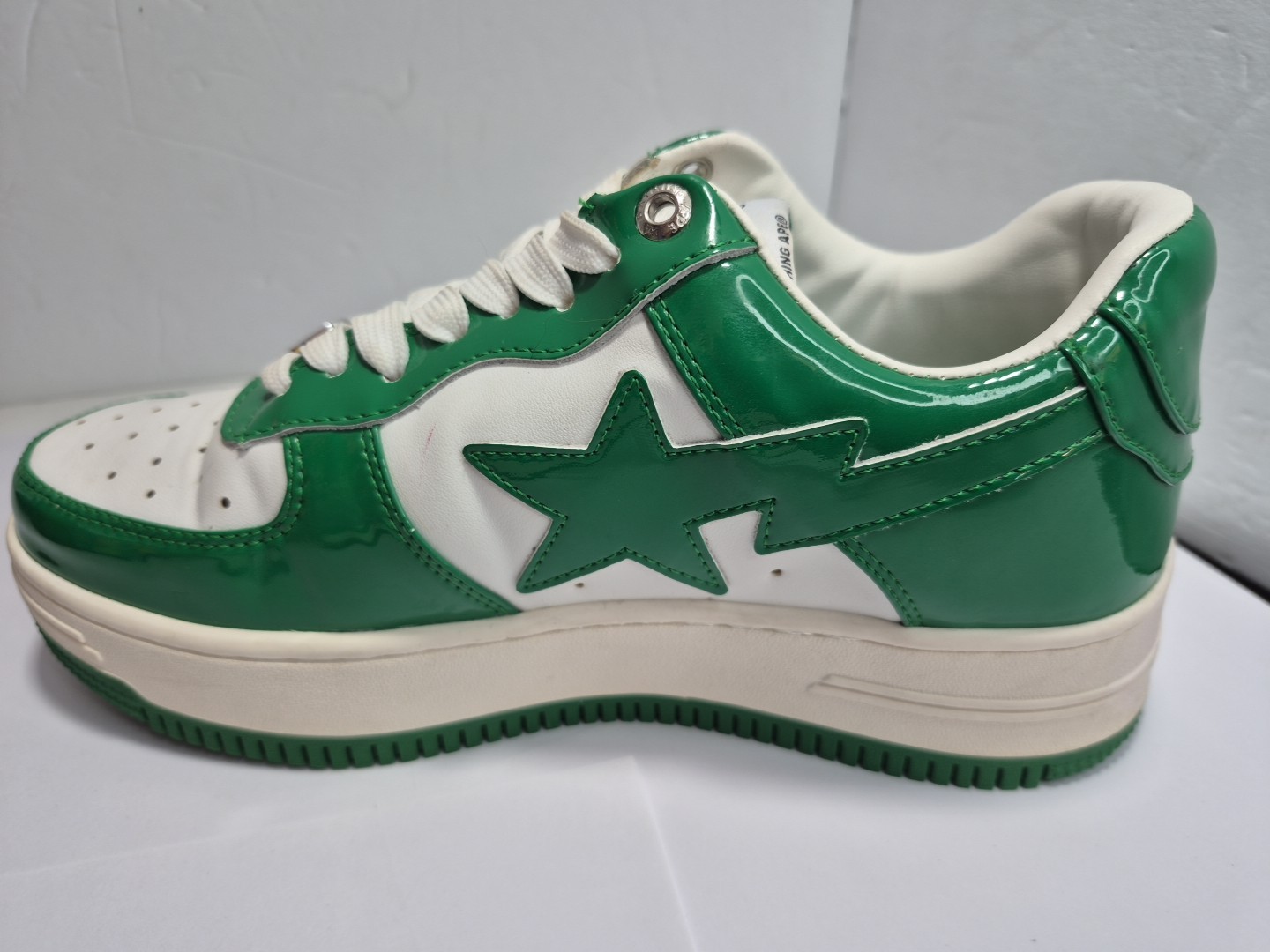 Bathing Ape Bape StaPatent Leather Green White US Mens Sz 6 Bapesta Green  - thumbnail 6