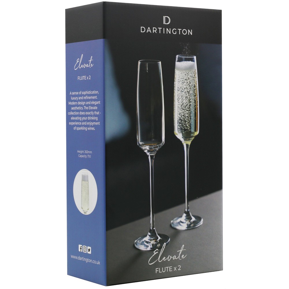 Dartington Crystal Elevate Champagne Flutes Set of 2 170ml Elegant Glassware