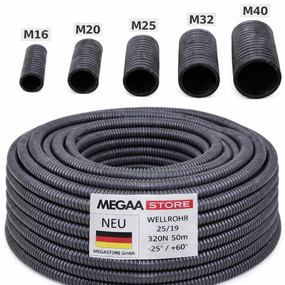Flexibles Leerrohr Wellrohr mit/ohne Zugdraht 320N M16 M20 M25 M32 M40 Kabel