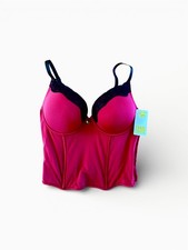 New Fredericks Of Hollywood Red Corset Bustier 36C Vtg Romance Love Black Lace