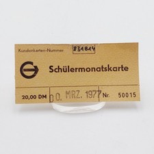 Fahrkarte Fahrschein Schülermonatskarte März 1977 Monatskarte