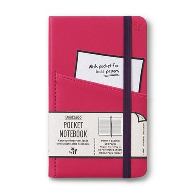 IF Bookaroo A6 'Pocket' Notebook - HOT PINK, Hard Cover Notebook with Elastic