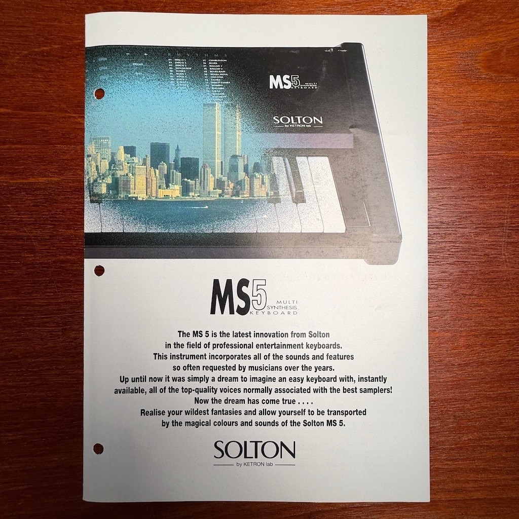 VINTAGE SOLTON MS5 MULTI SYNTHESIS KEYBOARD INFORMATIONAL BROCHURE