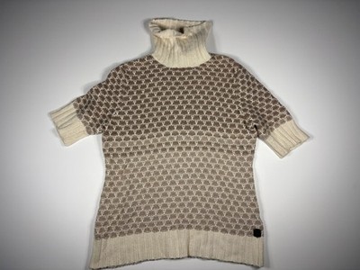Ruff Hewn Sweater Women XL Beige Wool Blend Turtleneck Geometric Cozy Cottage