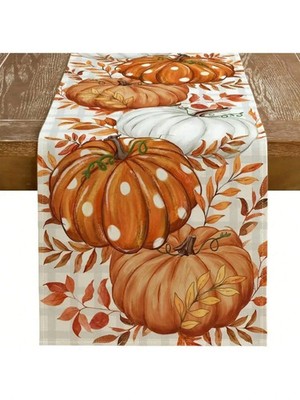 Herbst Kürbis & Blatt Tischläufer 1 Stück Herbst Thema Leinen Tischdecke für Küche