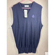 IZOD Classic Navy V-Neck Sweater Vest Preppy Golf Classic Made USA Large NWT