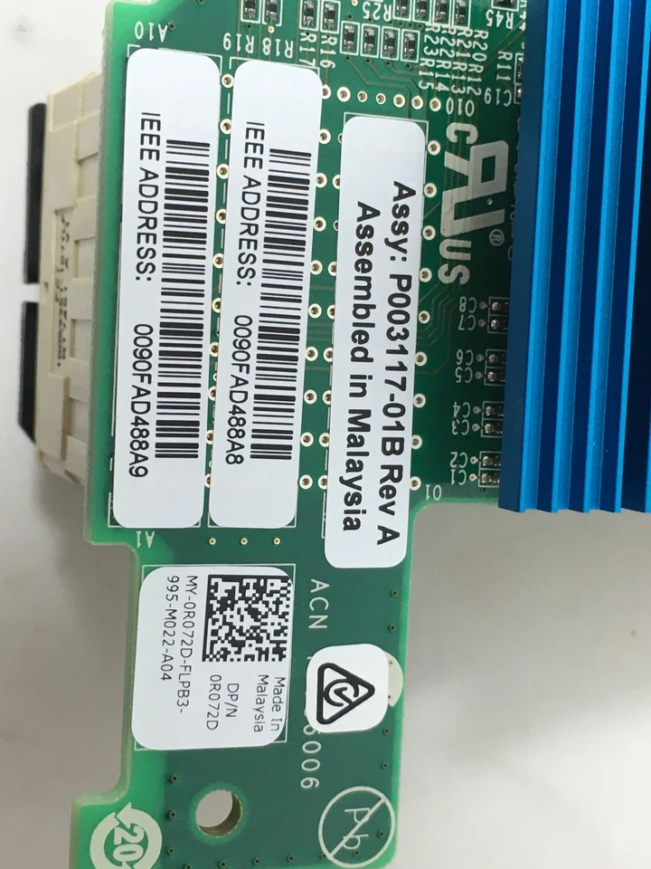 Lot 2 Dell PowerEdge M620 Emulex LPE1205-M 2-Ports 8GB FC Mezzanine Card R072D - Image 2 of 3