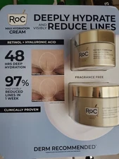 ROC Retinol Correxion Line Smoothing Max Hydration Cream-2 Pack( 1.7oz & 3.4oz )