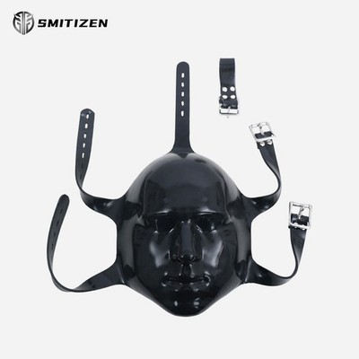 Smitizen Black Glossy Full-face Silicone Hood for Fetish Halloween Party Cosplay