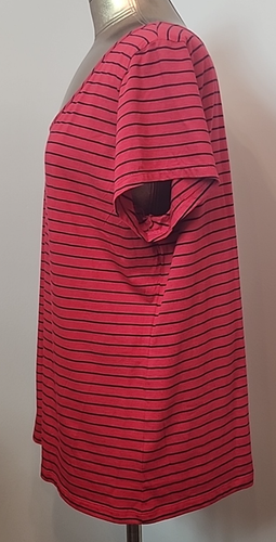 Liz Claiborne Red Striped T-Shirt Womens Size 2X Chest 46 Short Sleeve 321-35177 - Picture 2 of 6