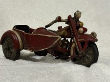 Vintage Cast iron MOTORCYCLE with SIDE CAR 9 Inches