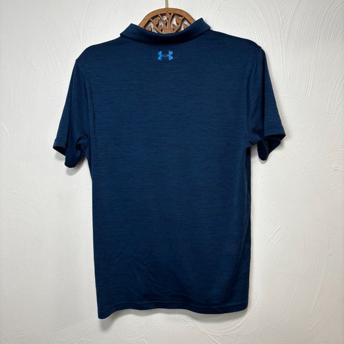 Under Armour Polo T-Shirt Loose Fit HeatGear Blue Short Sleeve Athletic Youth XL - Picture 3 of 4