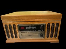 NEW Oak Detrola KM837 Replica Record Player CD Cassette Am/Fm radio Speakers