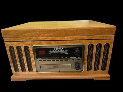 NEW Oak Detrola KM837 Replica Record Player CD Cassette Am/Fm