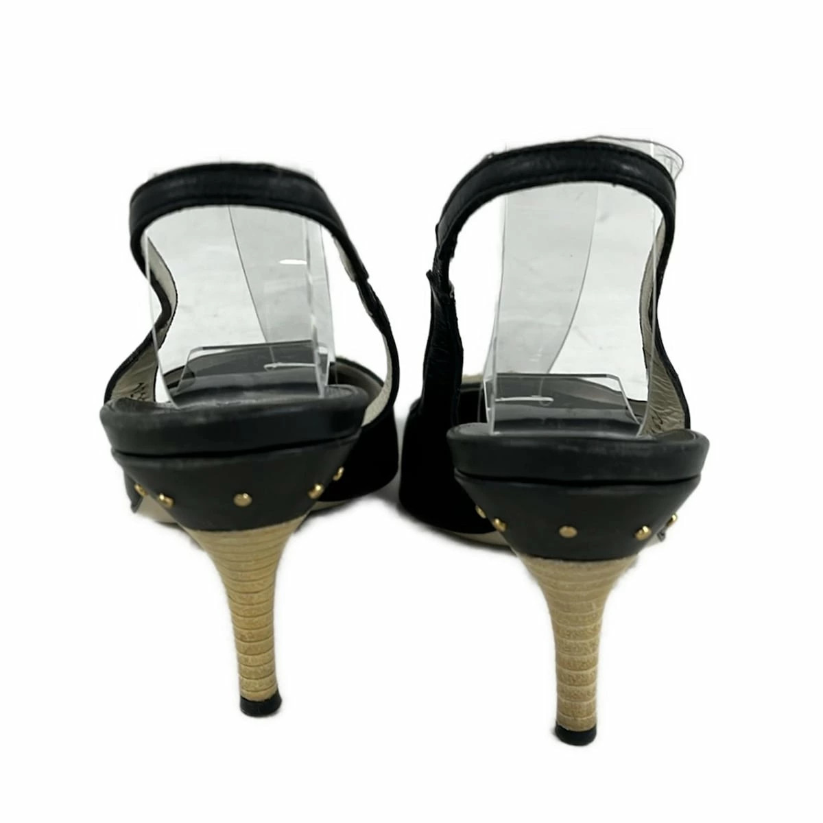 GUCCI sandals interlocking G/studs black x light gray leather thumbnail 3