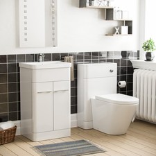 Image of Lex White 500mm Vanity Basin WC Unit & Ellis Back to Wall Toilet 
