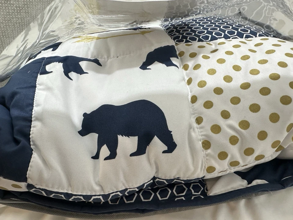 Juego de cama para cuna Sweet Jojo Designs - azul y dorado mod flechas de oso lunares Foto 3 de 3