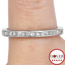 Vintage 1.50cts Carré Cut Diamond Platinum Eternity Band Ring 2.7 Grams NR