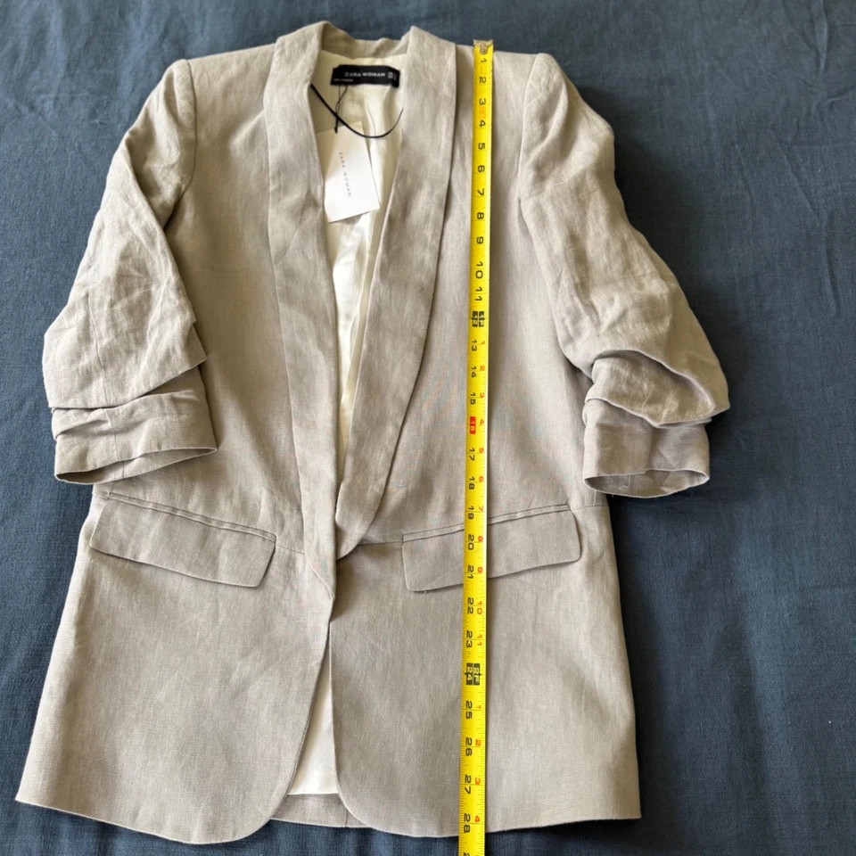 Zara Jackets Coats Linen Blazer Size XS - Image 4 of 4