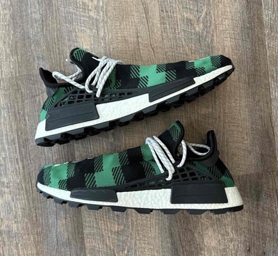 Adidas NMD Human Race Trail x Pharrell x BBC Green Plaid Size 14 Sneakers EF7388