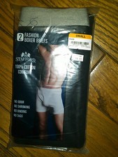 NWT 2 PR MENS STAFFORD BLACK FASHION BOXER BRIEFS 100 COTTON SMALL 28-30