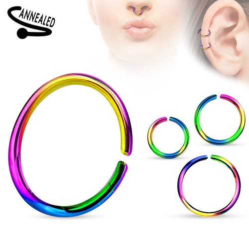 Anillos piercings 20G 18G 16G sin costuras flexibles anodizado acero quirúrgico se venden cada uno - Imagen 10 de 12