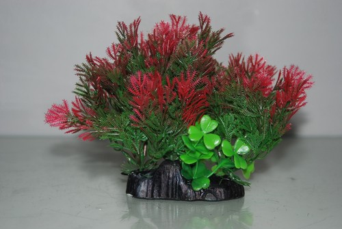Acuario Rojo y Verde Tupido Planta Flora Con Base con Peso 10 x 5 x 13.5 CM - Imagen 5 de 6