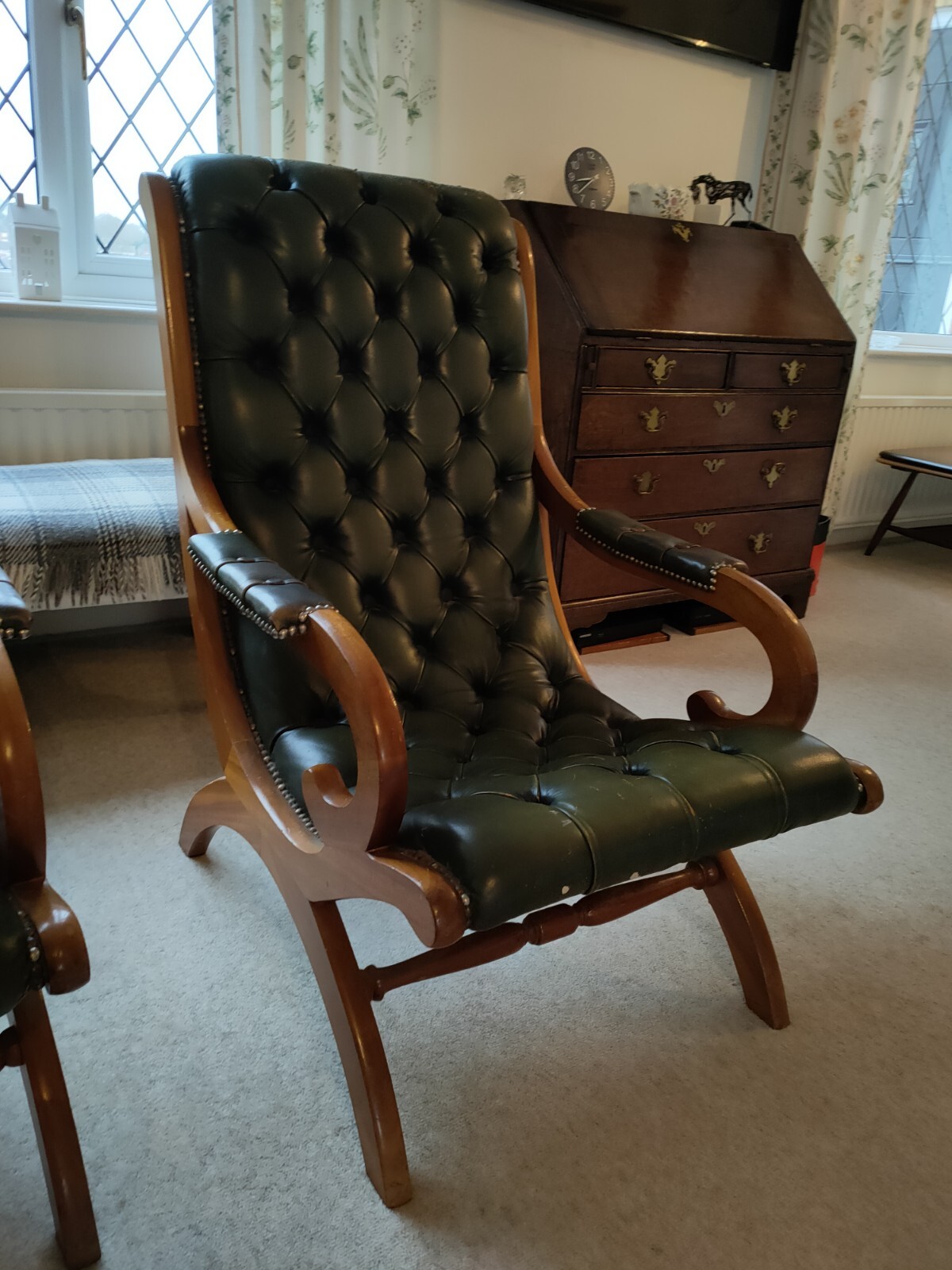 2 x Chesterfield Leather Slipper Chairs eBay