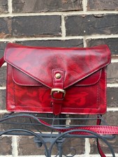 NWT Patricia Nash Cassano Floral Leather Crossbody Satin Leaves red
