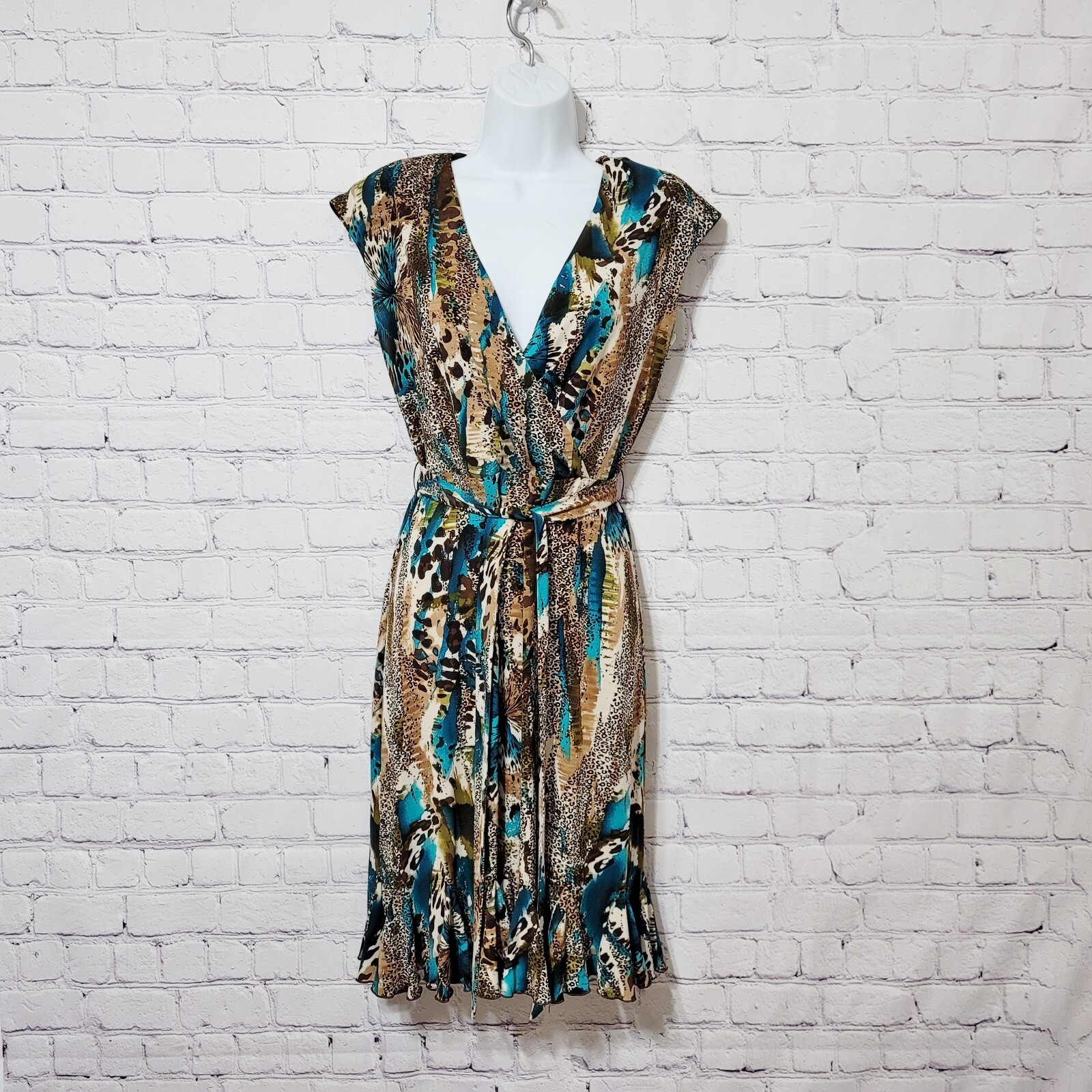 Glamour Mixed Animal Print Godet Hem Dress 8 Gem