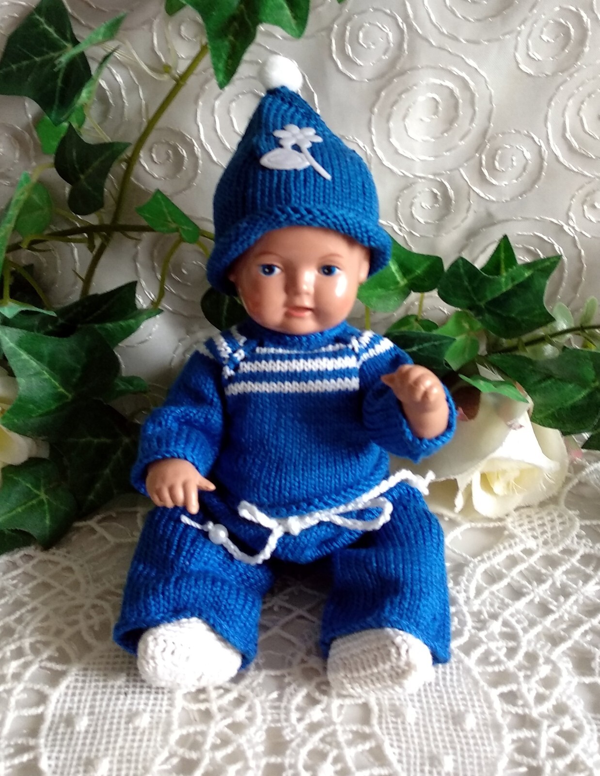 Puppenkleidung Set blau Schildkröt Baby Strampelchen 16 cm Doll Dress OOAK