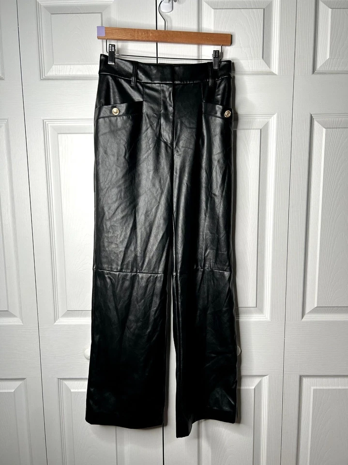 Pantalones para mujer Derek Lam Collective pierna recta imitación cuero talla IT 40 Foto 3 de 4