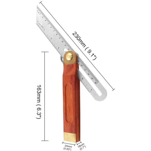 9 Zoll T-Fase Winkelsucher Schiebelehre, verstellbares Lineal Winkelmesser mit Hart - Bild 5 von 12