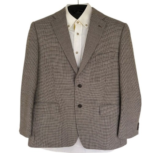 TailorByrd Wool Blend Check Lined Blazer Pristine 42S Neutral