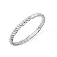 .925 Sterling Silver Twisted Rope Eternity Band Ring