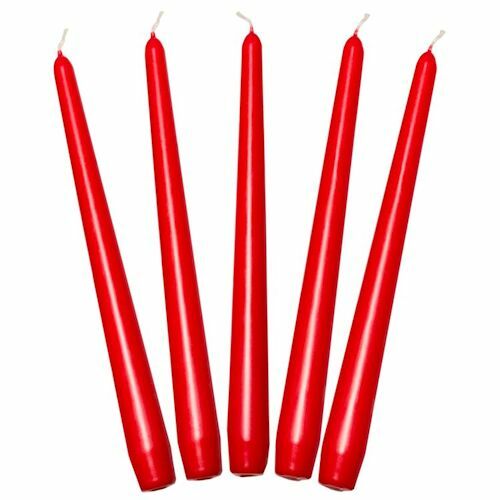 Red Taper Dinner Candles  9"" 24cm Candle Unscented 7 Hour Burn Time 5 Pack