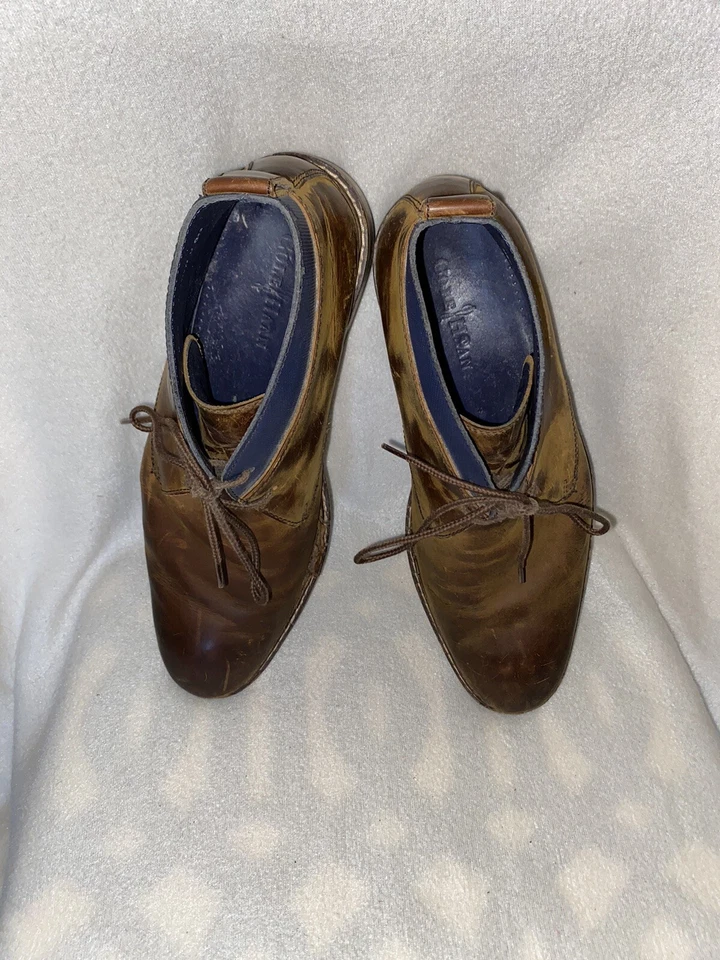 Мужские ботинки Cole Haan Colton размер 11 чукка коричневая кожа смазанная синей лентой C11771 - Изображение 2 из 4