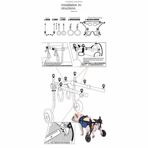 S/M/L Silla de Ruedas Ajustable para Perros Herramientas para Pasear Mascotas - Imagen 2 de 10
