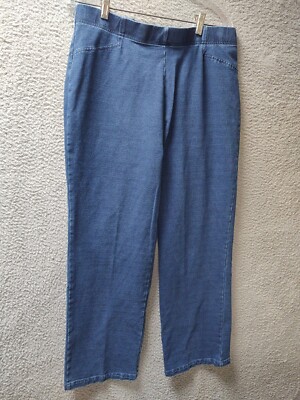 Norm Thompson Womens Jeans Size 10 Petite Blue Denim Pull On Trouser Slacks 0507