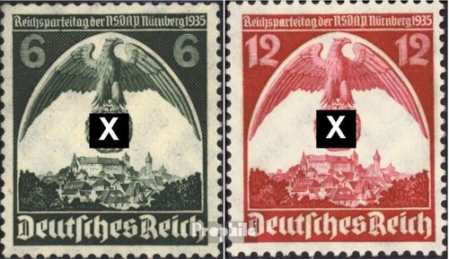Briefmarken Deutsches Reich 1935 Mi 586Y-587Y geprüft gestempelt